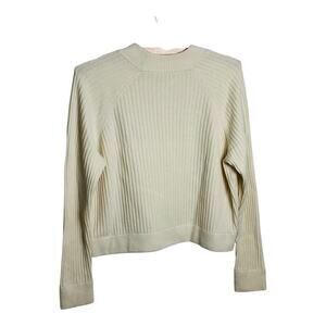 FRAME Off White Merino Wool Cable Knit Cropped Sweater Size XS Fisherman